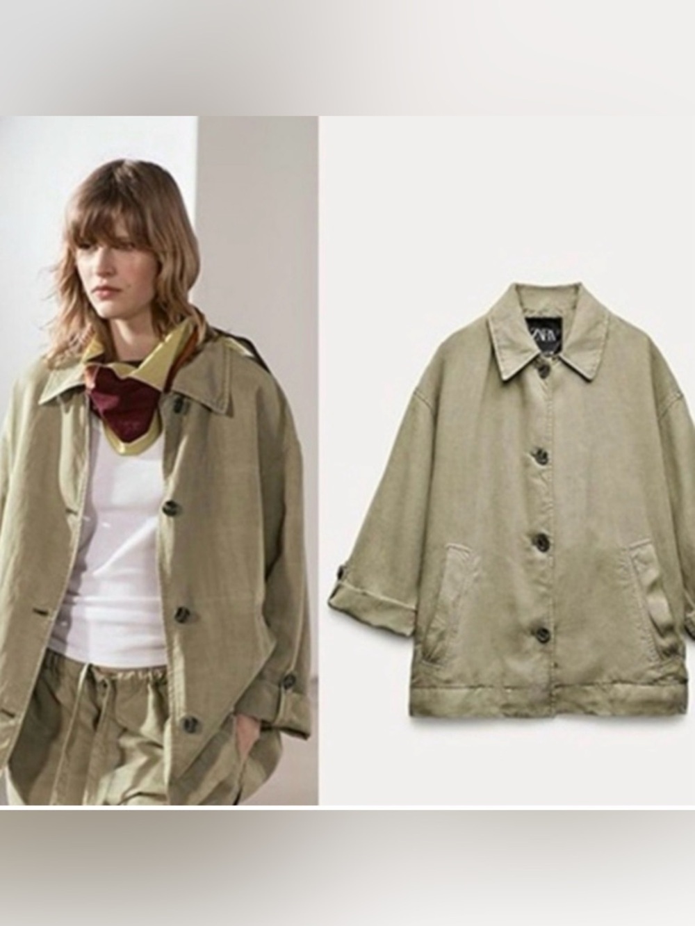 🌸Fall Zara linen Lyocel utility jacket M ptp 24” l 27”